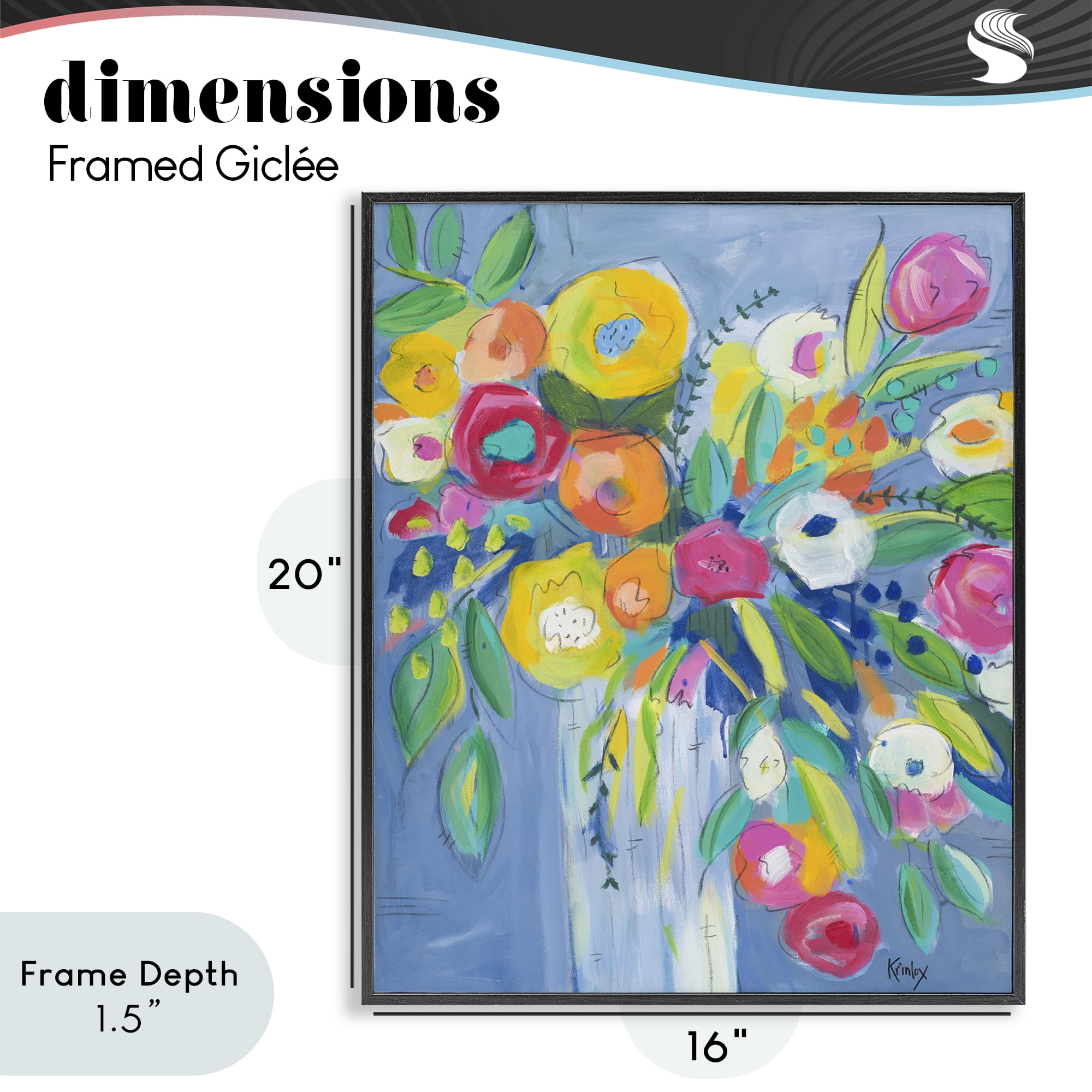 Stupell Industries Cheerful Blossom Energy Black Framed Giclee Art, design by Krinlox