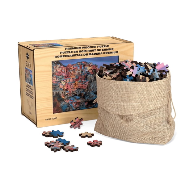 Buffalo Games - Cinque Terre Wood Puzzle - Standard Cut Jigsaw Pieces - 500 Piece Jigsaw Puzzle - Ages 14 and Up