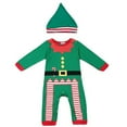thumbnail image 2 of Conjunto de mono y gorro con disfraz de elfo navideño para bebés y niños pequeños, ropa navideña para bebés, primer atuendo navideño para bebés de 6 a 12 meses, 2 of 6