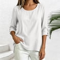 thumbnail image 5 of Womens Shirts Summer 100% Cotton Round Neck Fashion 3/4 Sleeve Pullover Top, 5 of 8