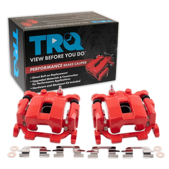 TRQ Rear Performance Brake Caliper Set Red Compatible with 11-22 INFINITI 09-23 Nissan