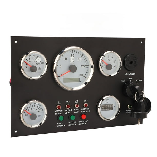 Panel de Instrumentos del Barco Panel de Instrumentos del Tablero del Motor con Velocidad del Motor Nivel de Aceite Presión Temperatura del Agua Pantalla de Voltaje con ANGGREK Otros