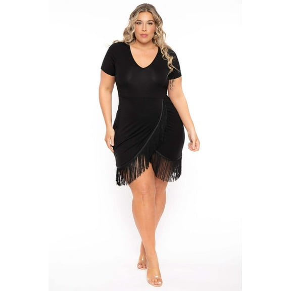 Plus Size Mamacita Fringe Dress - Black