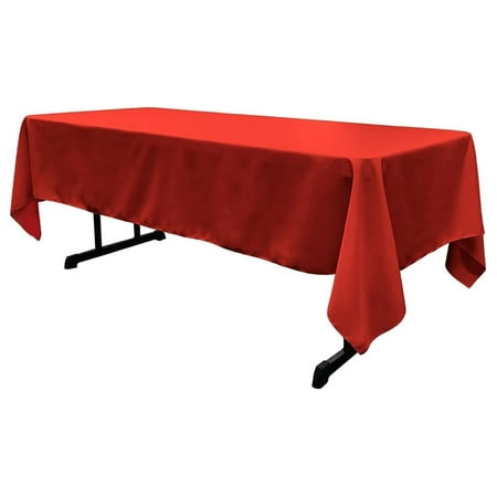 

Rectangular Polyester Poplin Fabric Reusable Party Tablecloth (Red 60 Wide x 144 Long)