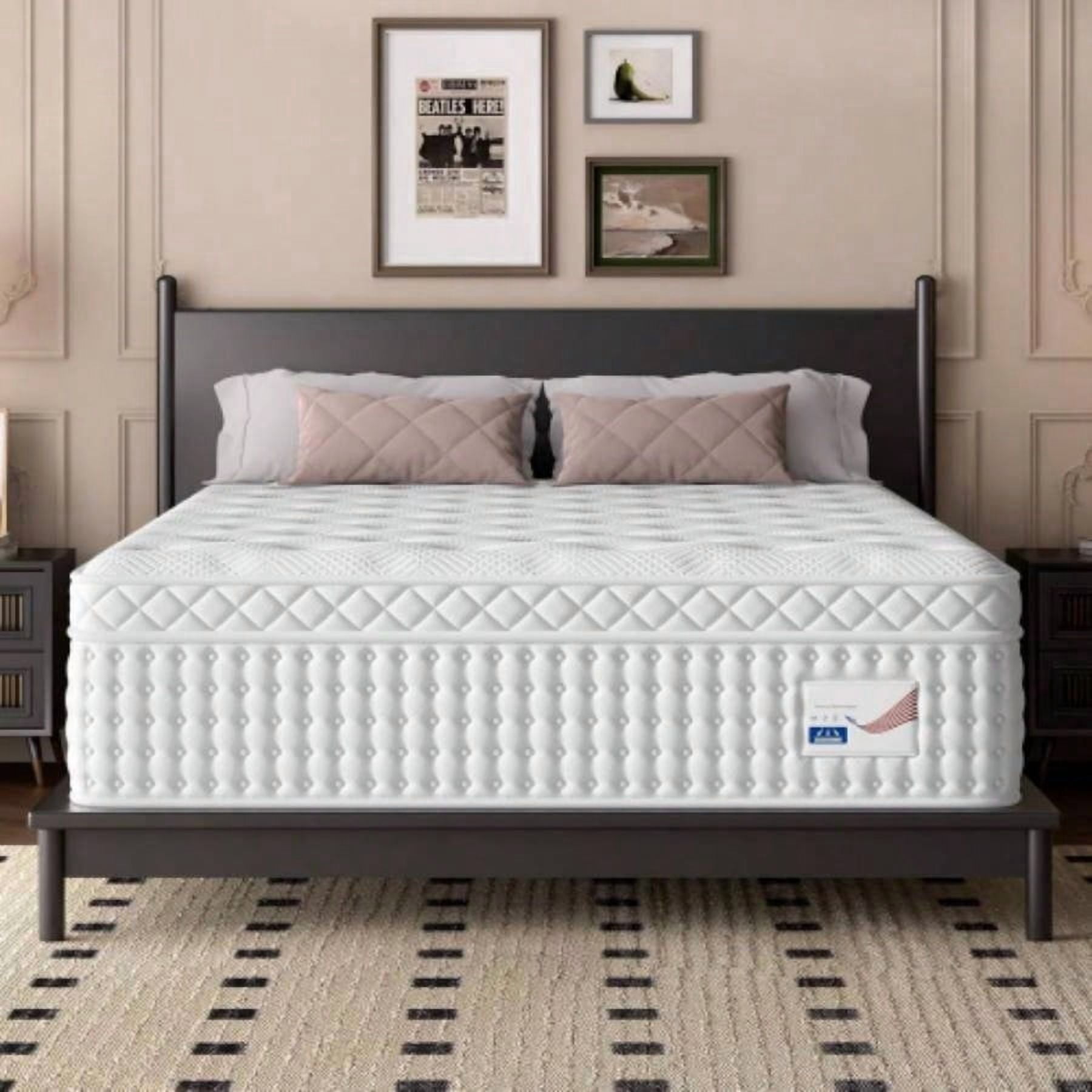 14 Inch King Size Hybrid Mattress, Foam Pocket Spring, Medium Firm, Spine Support, Quiet Breathable for Bedroom