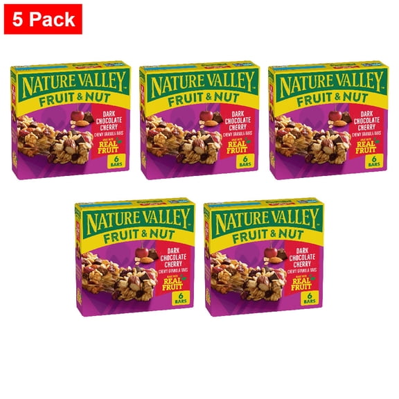 Nature Valley Dark Chocolate Cherry Trail Mix Fruit and Nut bars 6 ct - 5 Pack