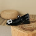 thumbnail image 2 of YOWMNS Women's Rhinestone Chunky Low Heel Mary Janes - Fashion Square Toe, Slip-On Pumps, 2 of 5