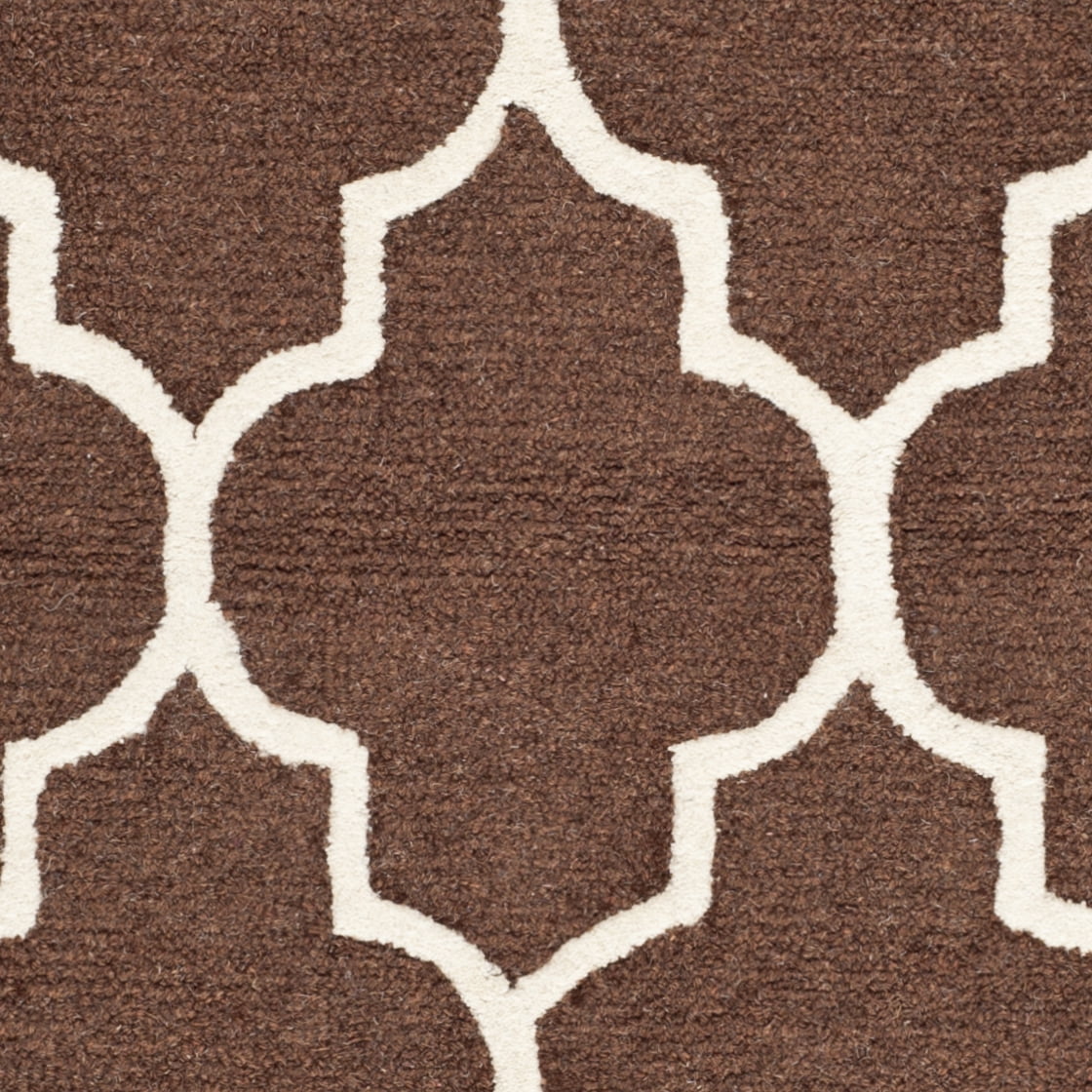 SAFAVIEH Cambridge Kevin Geometric Wool Area Rug, Dark Brown/Ivory, 8' x 10'