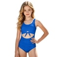 thumbnail image 2 of Liyamei Girls Swimsuits, Kids One Piece Swimsuit, Elegant Hollow Front Swimsuit for Older Girls Beachwear Blue 13-14 Years, 2 of 5