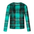 thumbnail image 3 of Zylanna Men's T-Shirts Tee, Stretchy Plaid Crew Neck Long Sleeve Casual Tops for Man Mint Green, 3 of 4