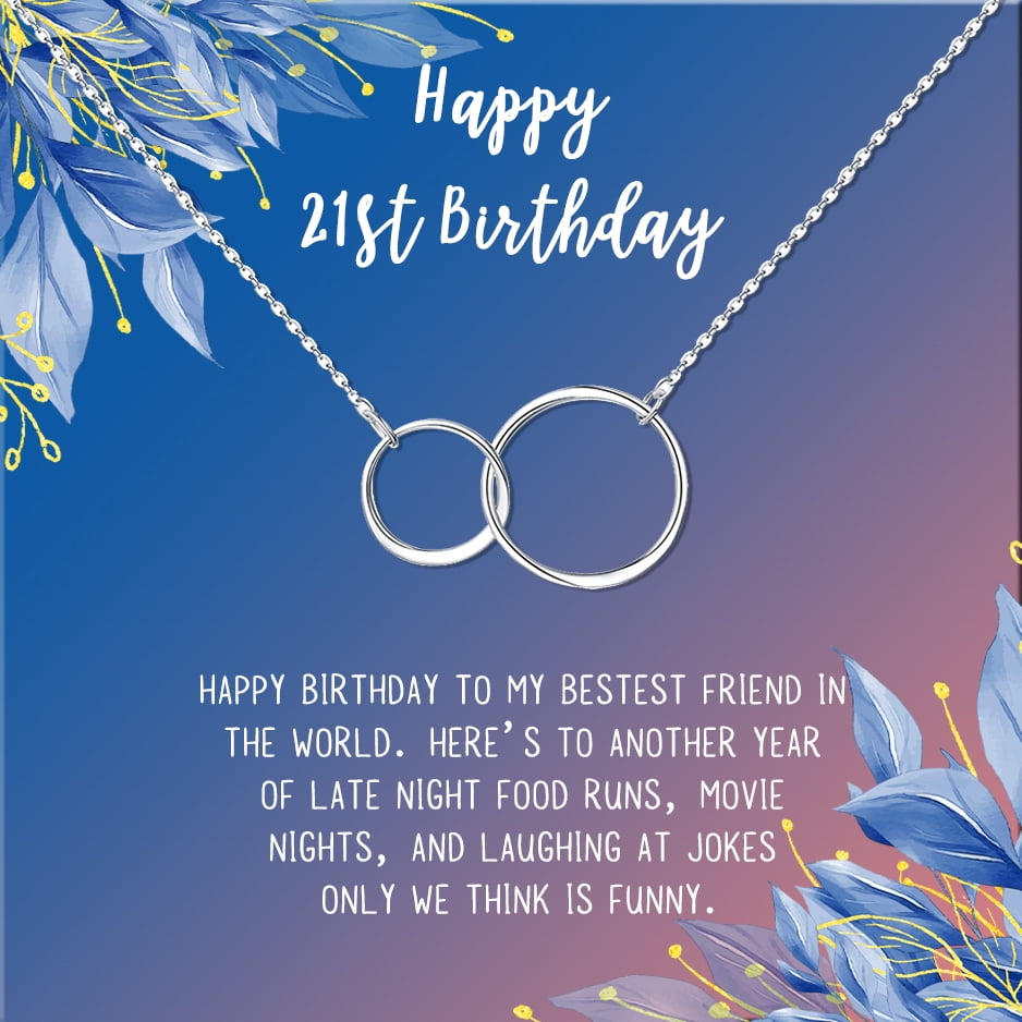 Happy 21st Birthday Gift for Her, Infinity Rings Necklace, Gift Set for Her, Motivational Card and Necklace, Gift for Daughter - Ships Next Day