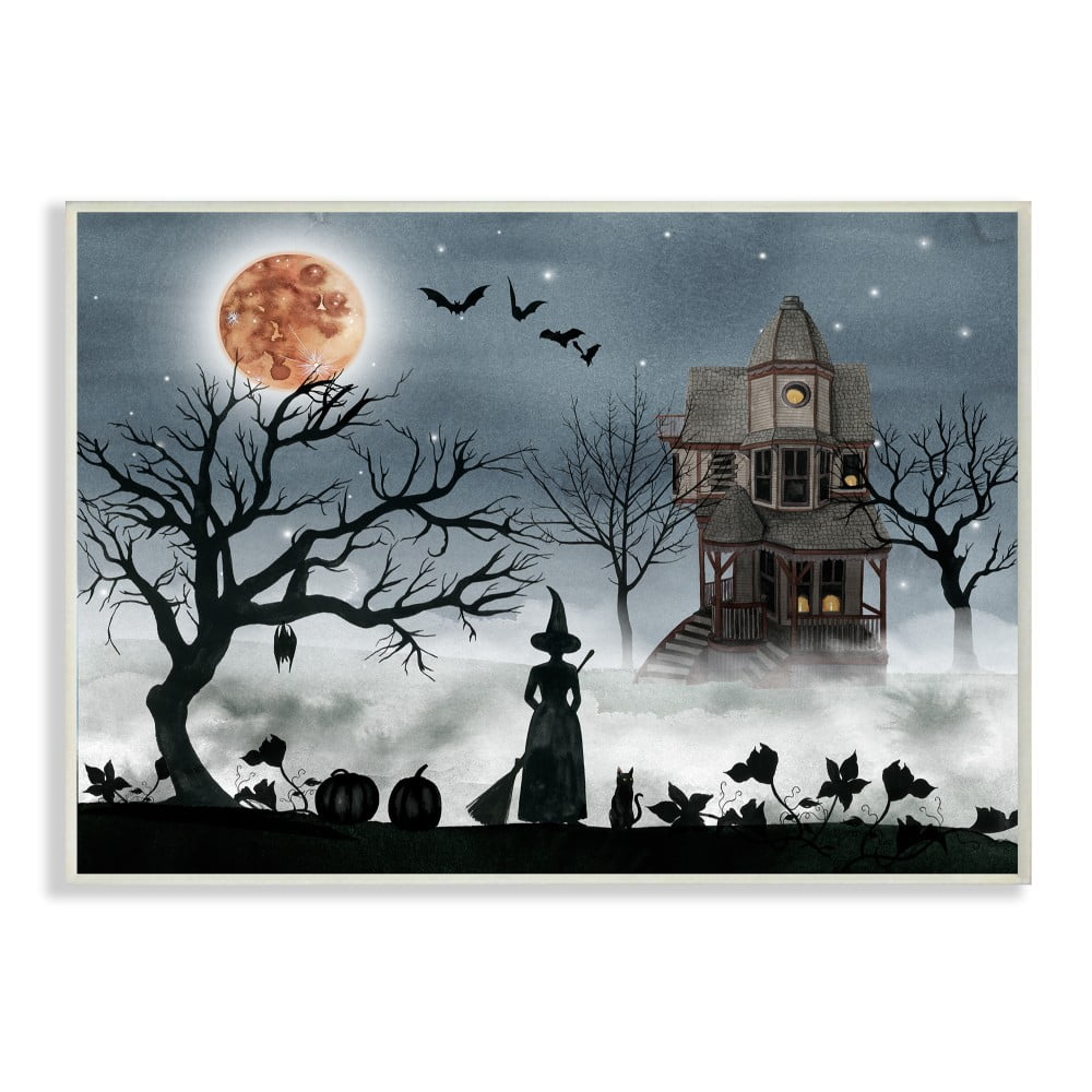 The Stupell Home Decor Collection Halloween Witch Silhouette in Full