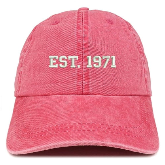 Trendy Apparel Shop 1971 Embroidered - 47th Birthday Gift Pigment Dyed Washed Cap - Black