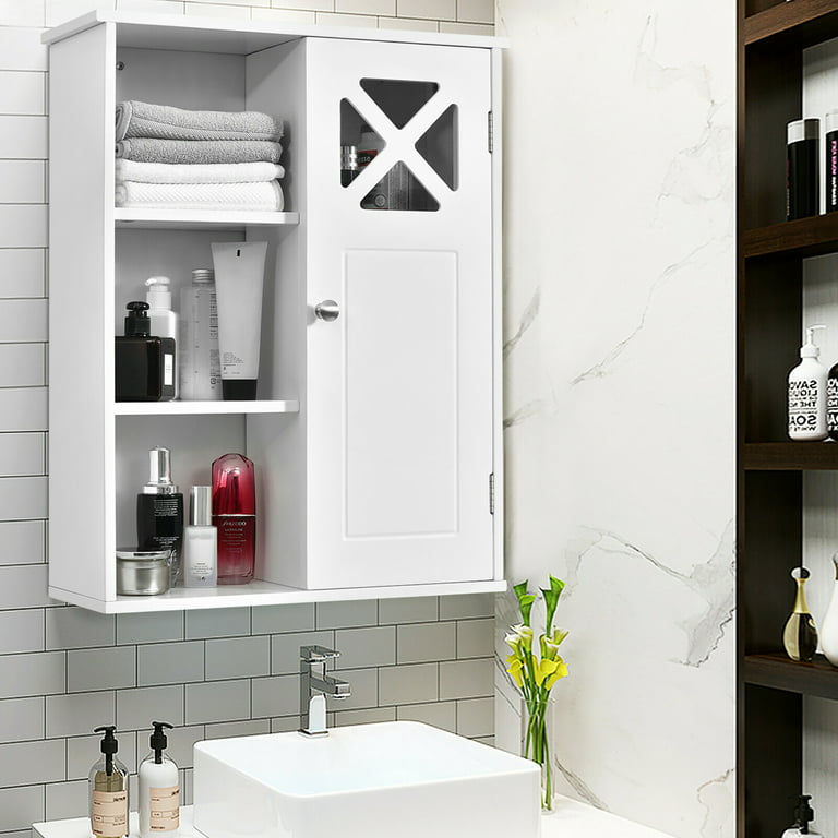 Costway Wall-Mounted Cabinet Bathroom Storage 2-Tier Shelf