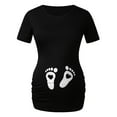 thumbnail image 3 of Casual Pregnant Women Clothes Women Maternity Short Sleeve Baby Feet Heart Print T-Shirt Cartoon Graphic Tops, 3 of 9