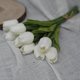 thumbnail image 1 of 10 tulipanes artificiales de seda, aspecto real, con tallos para decoración del hogar, bodas, fiestas, festivales, 2 ramos, color blanco, 1 of 4