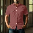 thumbnail image 6 of FRSASU Western Cowboy Shirts for Men Pearl Snap Button Down Cotton Work T-Shirt Men's Casual Shirt Jacket with Two Pockets Wine, 6 of 6