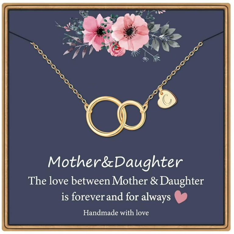 Christmas Gifts for Daughter - Mother and Daughter Necklace - Hearts As One - Interlocking Circle Necklace