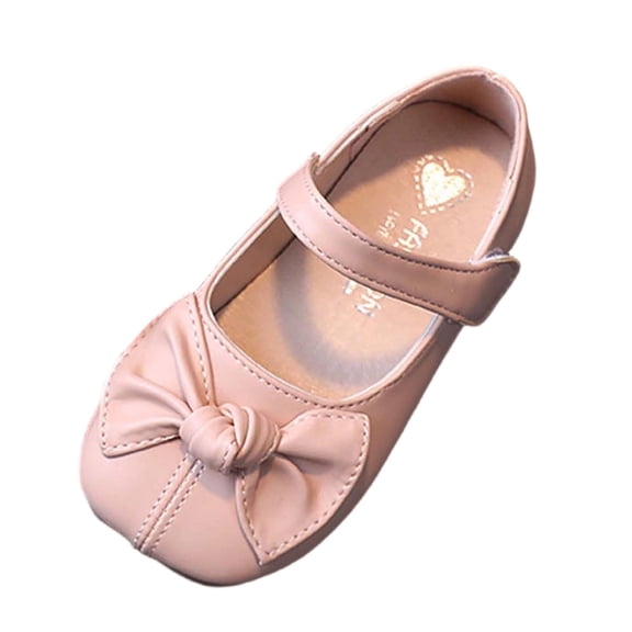 Xfvqtps Girls Mary Jane Shoes Bowknot Flat Soft Sole Hook and Loop Strap Close Square Toe Solid Color Casual Dressy Princess Shoes