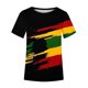 thumbnail image 5 of Tops de Manga Corta para las Mujeres de Ajuste Suelto, Día de la Independencia Negro Impreso, Cuello Redondo Suelto Superior, 5 of 5