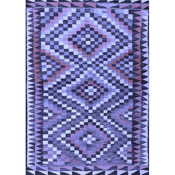 Ahgly Company Machine Washable Indoor Rectangle Persian Blue Traditional Area Rugs, 5' x 7'