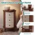 thumbnail image 4 of FOROUTIA Farmhouse Round Storage Cabinet with 3 Drawers, Carved Wood Nightstand, Vintage Accent Chest for Bedroom Living Room, Brown, 4 of 7
