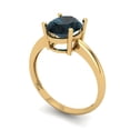 thumbnail image 2 of Clara Pucci 14K Yellow Gold Solid Gold LondonBlueTopaz Solitaire Anniversary Ring for Women - 2 cttw Oval Cut, 2 of 7
