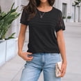 thumbnail image 2 of Women's Short Sleeve Shirts Dressy Lace Summer Tops 2026 Spring Trendy Casual T-Shirts Cute Work Outfits Blouses Black M, 2 of 5