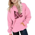 thumbnail image 4 of Lorytime Valentine Cute Hoodies for Girls Kids Long Sleeve Crewneck Sweatshirts Letters Tops with Pocket Loose Tops, 4 of 5