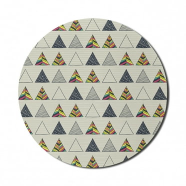 Geometric Mouse Pad for Computers, Abstract Hand Drawn Triangles with Minimalist Modern Native Boho Style Illustration, Round Non-Slip Thick Rubber Modern Mousepad, 8" Round, Taupe, by Ambesonne