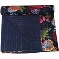 thumbnail image 4 of Indian Handmade Floral Print Kantha Quilt, Bedspread , Blanket Size ( Single 60" x 90" ), 4 of 5