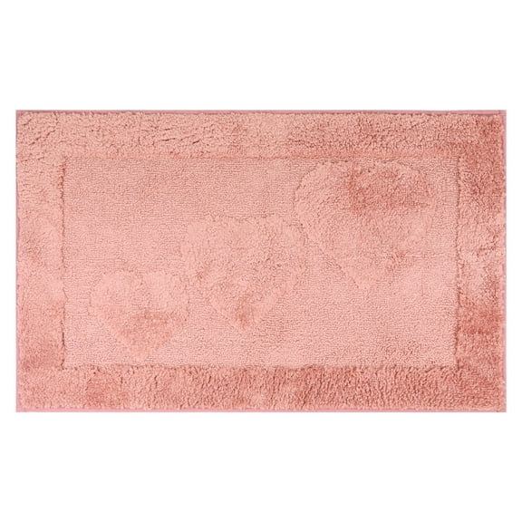 Unique Bargains Cute Heart Pattern Bath Rugs Mat Soft Absorbent Bath Rugs Pink 20" x 32"