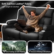 Loveseat Recliner Sofa, Manual Recliners with USB, Cup Holders & Storage Pockets, Pebbled Fabric Reclining Couch for Camper, Home Theater, Black