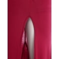thumbnail image 6 of iiniim Women Dance Long Skirt Ankle Length Side Split Ruched Skirt with Built-in Shorts for Performance Competition B Burgundy XL, 6 of 7
