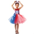 thumbnail image 2 of Wxirdiow Girl Dress Girls Tulle Skirt Set Two Piece 4th of July Tutu Dress with Hairband Summer Party Outfit Red Size,8-9 Years, 2 of 9
