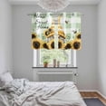 thumbnail image 6 of 2 Panels Kitchen Tier Curtains 39 Inch Length, Yellow Dwarf Grommets Window Treatment Curtain, Sunflower Bee Retro Green White Plaid Thermal Curtains Drapes for Living Room/Bathroom, 6 of 9