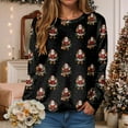 thumbnail image 2 of larppty Christmas Sweatshirt Women Funny Ugly Christmas Pullover Shirt Xmas Holiday Santa Prints Long Sleeve Tops （Black, XL）, 2 of 6