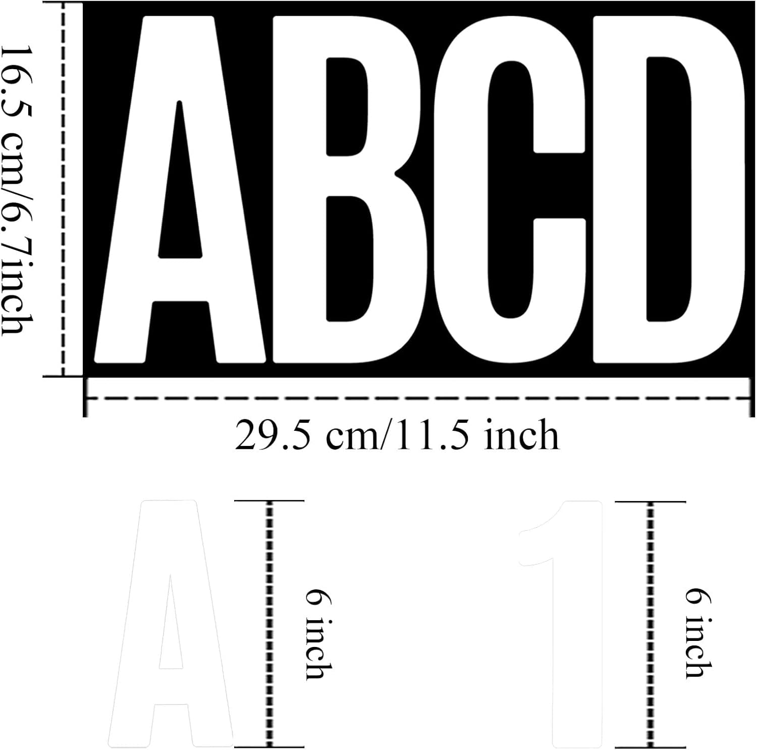 21 Sheets 6 Inch Letter Stickers, Self Adhesive Vinyl Capital Alphabet Punctuation Stickers for Mailbox, Crafts, Notice Boards - White