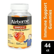 Airborne Simply-C Zesty Orange Gummies, 44 count  250mg of Vitamin C (per serving), Gelatin Free Daily Immune Support Supplement With Vitamin C, Antioxidant