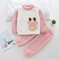 thumbnail image 6 of Lovskoo 5M-5T Little Boys Girls Coral Velvet Pajamas Fall and Winter Thickened Warm Home Clothes Kids Baby Flannel Clothes Pink, 6 of 6