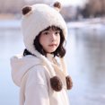 thumbnail image 5 of 2-8 Years Kids Winter Knit Cat Ear Beanie with Stripes, Cute Warm Hat for Boys Girls, 5 of 8