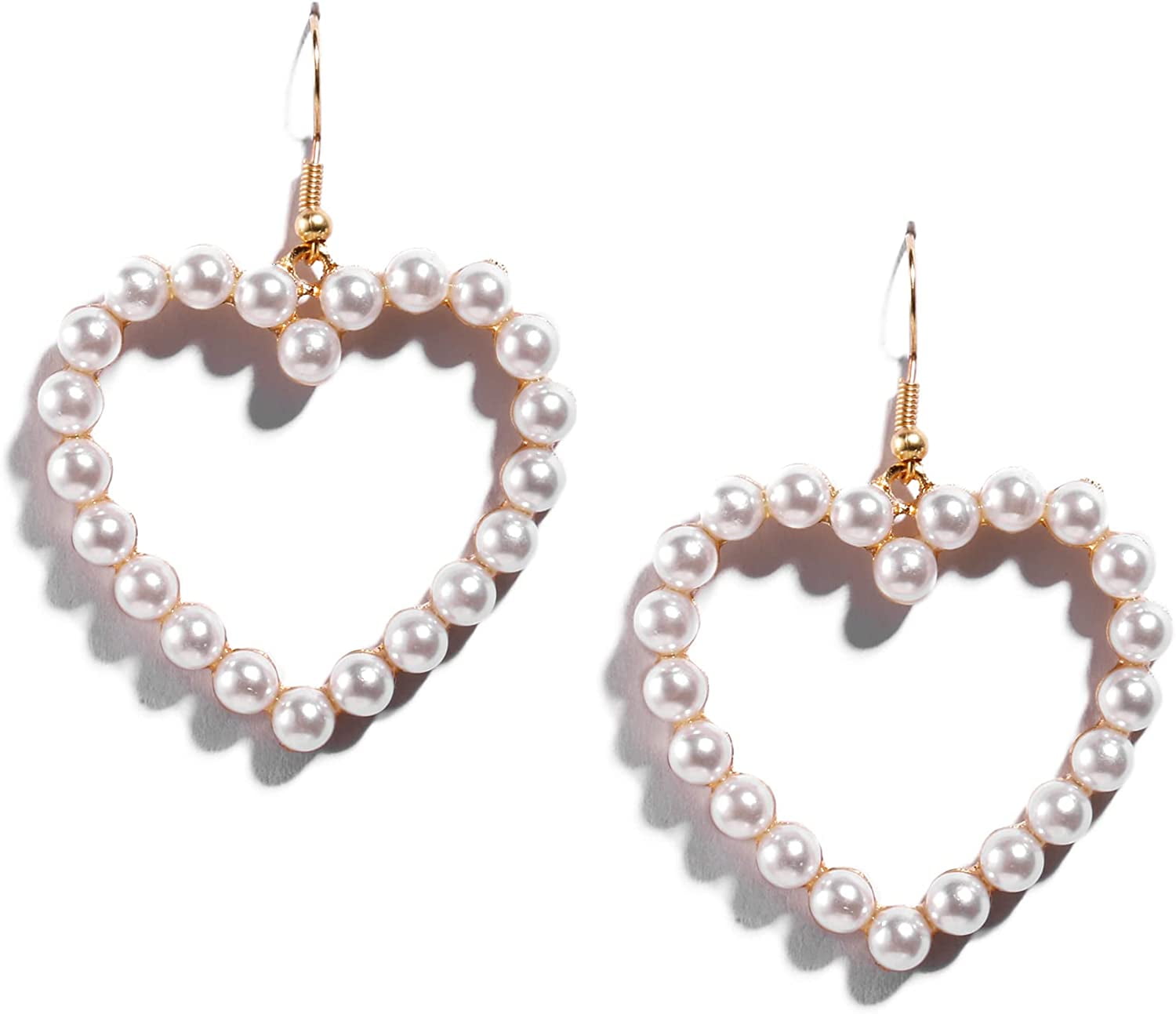 ピアス Monday Edition _ Pearl And Valentine Heart Earrings Pearl Heart Drop Earrings Love Heart Dangle Earrings For