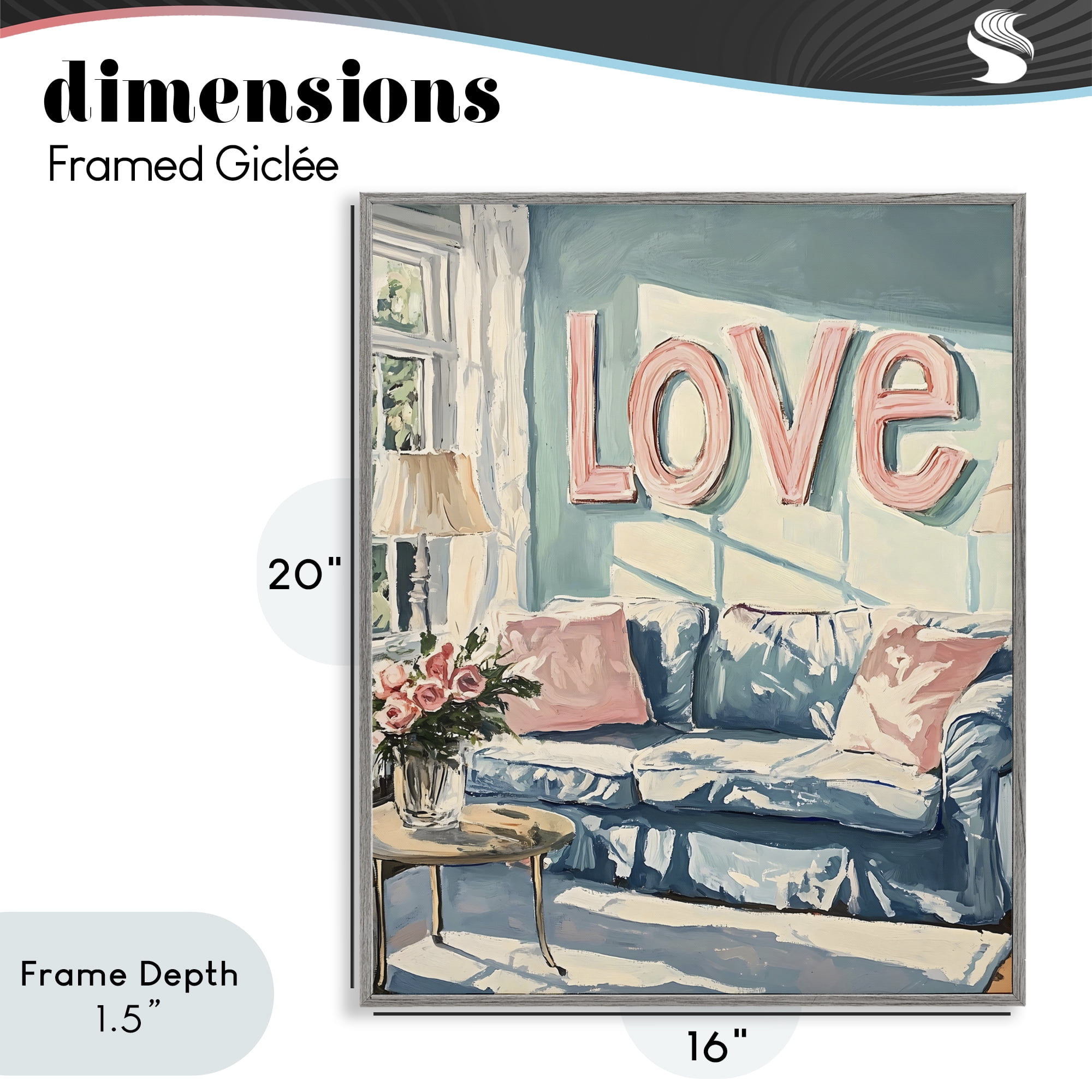 Stupell Industries Love Letters Above Cozy Couch Gray Framed Giclee Art, design by The Prints Vibe