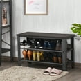 thumbnail image 3 of Gymax 3-Tier Shoe Rack Industrial Shoe Bench with Storage Shelves for LivingRoom Grey, 3 of 4
