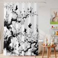 thumbnail image 6 of Shower Curtain Flower Branch Silhouette Shower Curtains for Bathroom Decor, Waterproof Polyester Shower Curtain Set with Hooks, Small Stall Size 36" x 72" Chinese Ink Painting White, 6 of 9