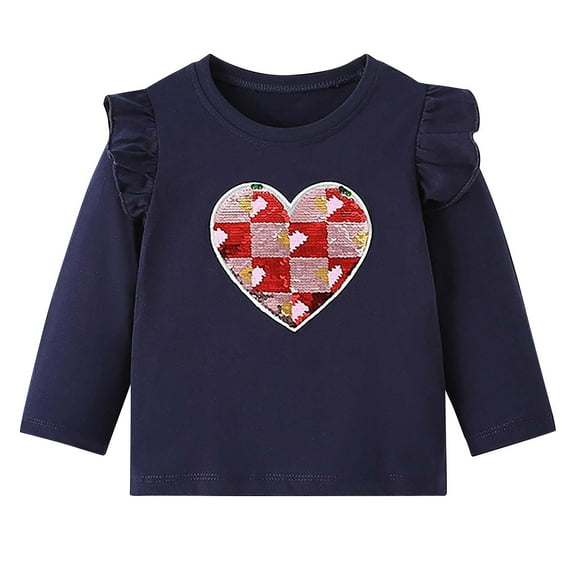 ibuvkizy Girls Sweatshirt,Sweatshirts for Teen Girls Long-sleeved T-shirt Female Baby Fall and Winter Love Children's Tops Children's Cotton Bottoming Shirt