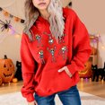 thumbnail image 2 of KPOPLK Halloween Sweatshirts for Teen Girls Kids Long Sleeve Hoodie Cute Skeleton Print Hoodie Drawstring Pullover Kids Clothes Red,Size 7-8 Years, 2 of 4
