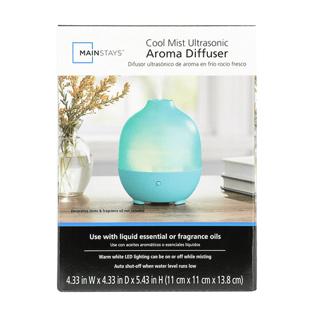 MAINSTAYS AROMATHERAPY ESSENTIAL OIL DIFFUSER, COOL MIST, TEAL, 100ML