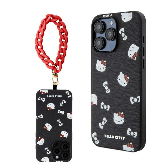 Funda Hello Kitty Con Correa Para iPhone 15 Pro Max Negro