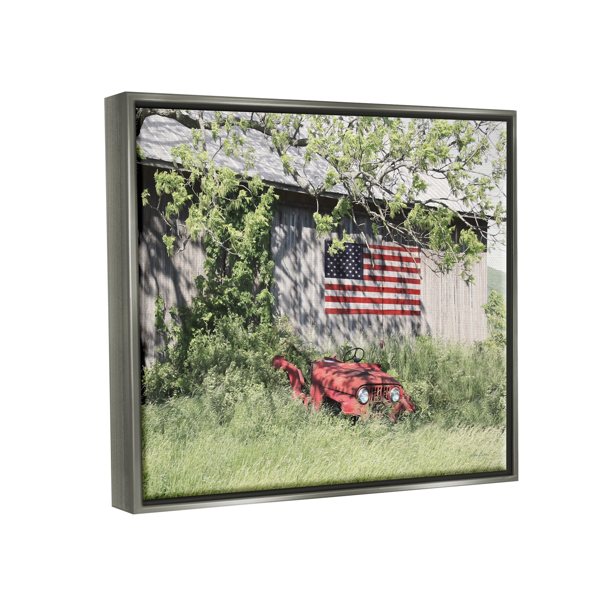 Stupell Americana Lush Country Greenery Landscape Photography Gray Floater Framed Art Print Wall Art